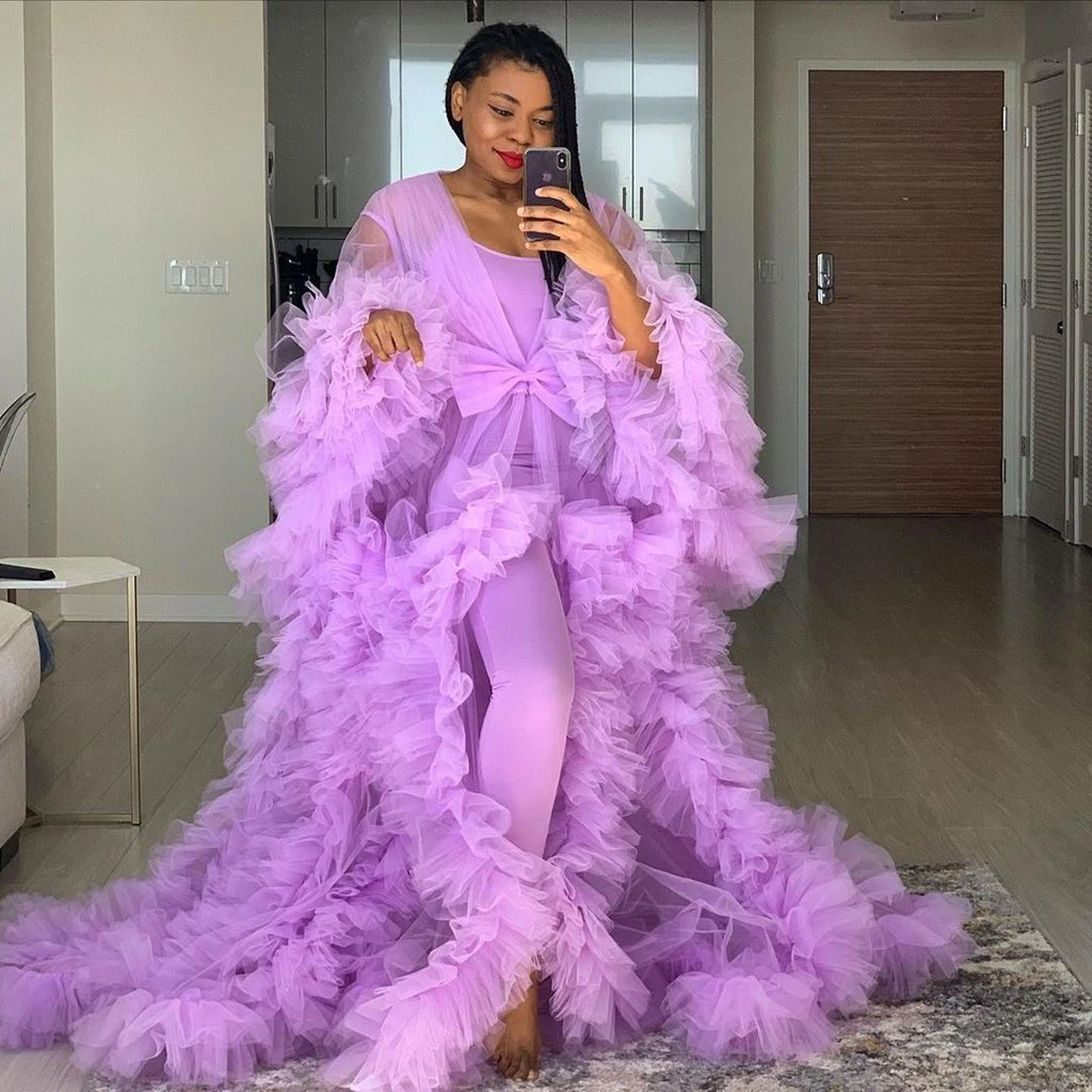 

PurpleTulle халаты для беременных пикантные прозрачные плиссированные платья с оборками женская ночная рубашка большого размера для фотосъемки...
