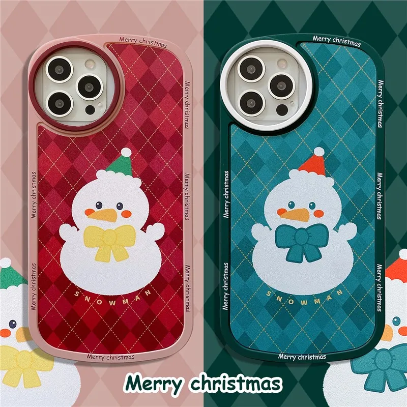 

Cute College Wind Diamond Pattern Christmas Snowman Soft Case For Iphone 11 12 13 Pro Max 7 8 Plus Xr X Xs Iphone Cover Fundas