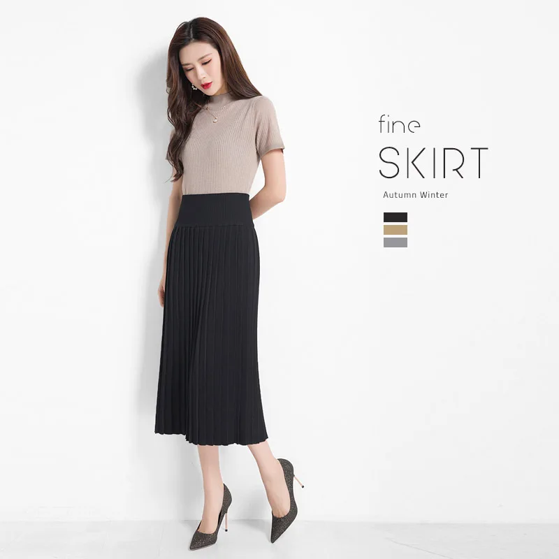 Для женщин вязаная юбка 2019 новых осенних и зимних юбок была тонкой Уайлд Высокая