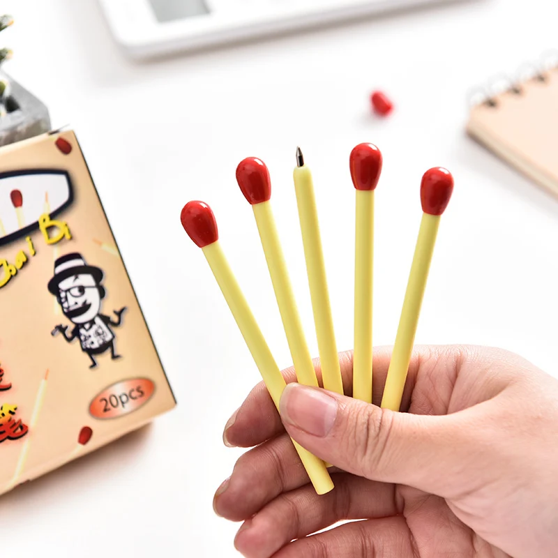 

20pcs Novelty Match Stick Pen Blue Color Ballpoint Pens for Writing Signature Decoration Office Tools School Accessories F255