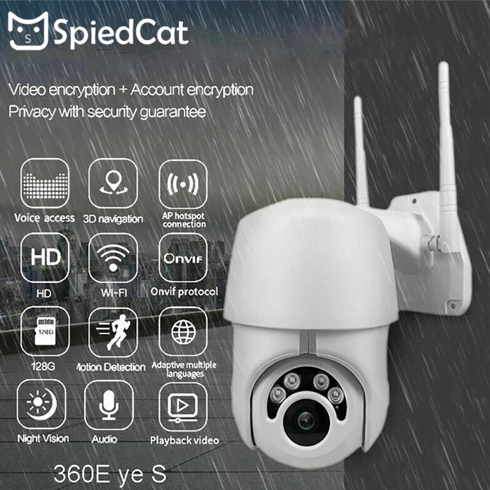 HD 1080P 360 градусов беспроводной Wifi IP PTZ двухсторонняя аудио Водонепроницаемая