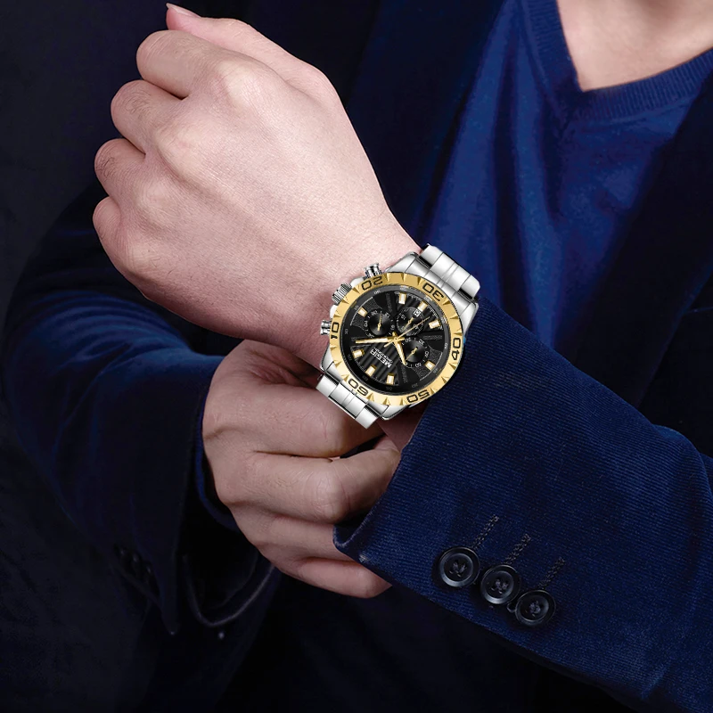 MEGIR новые часы для мужчин с хронографом кварцевые Бизнес Мужские брендовые