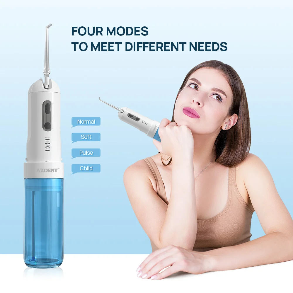 

Oral Irrigator USB Recharge Cordless Water Teeth Cleaner Travel Foldable 5 Jet Tips 4 Modes Adult Child