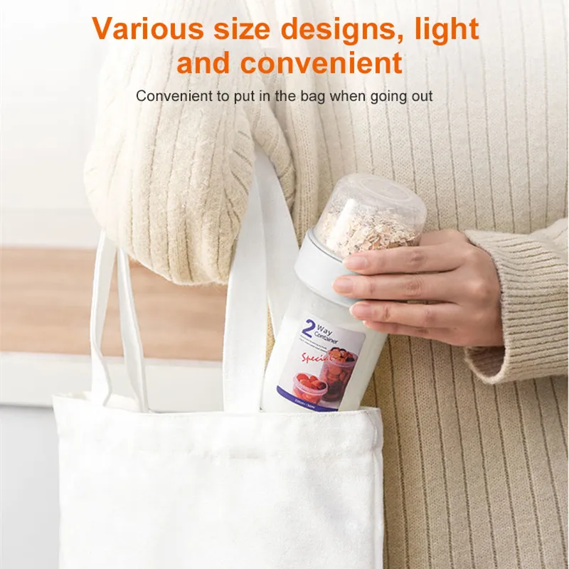 

Kitchen Storage Organizer Cereal Container Rice Cereal Grain Bean Container & Measuring Cup Sealed Box Vegetable Salad Container