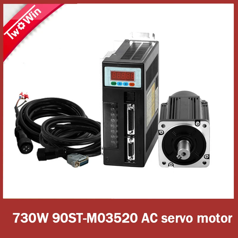 

0.73kw 90ST-M03520 Servo motor and driver set 3.5N.M 730W 2000RPM 90ST-M03520 AC Servo Motor + Matched Servo Driver