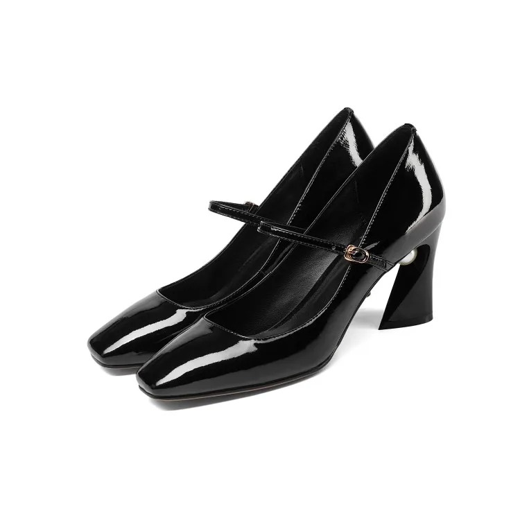 Женские туфли-лодочки на высоком каблуке туфли с квадратным носком и пряжкой