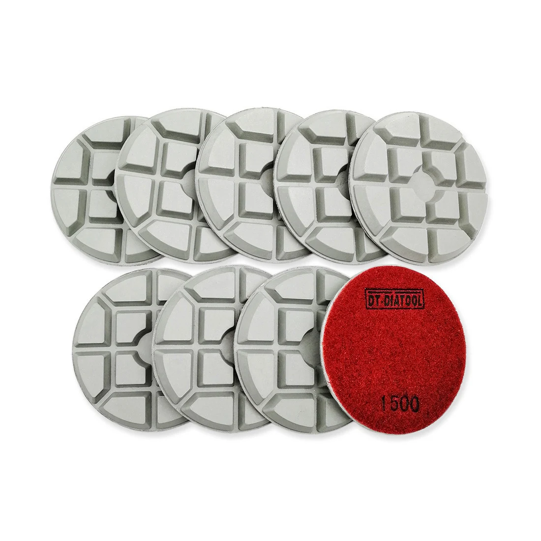 DT-DIATOOL 9pcs Diamond Concrete Polishing Pads Sanding Disc for Grinder Grinding Pads Thickness 10mm Dia 100mm/4