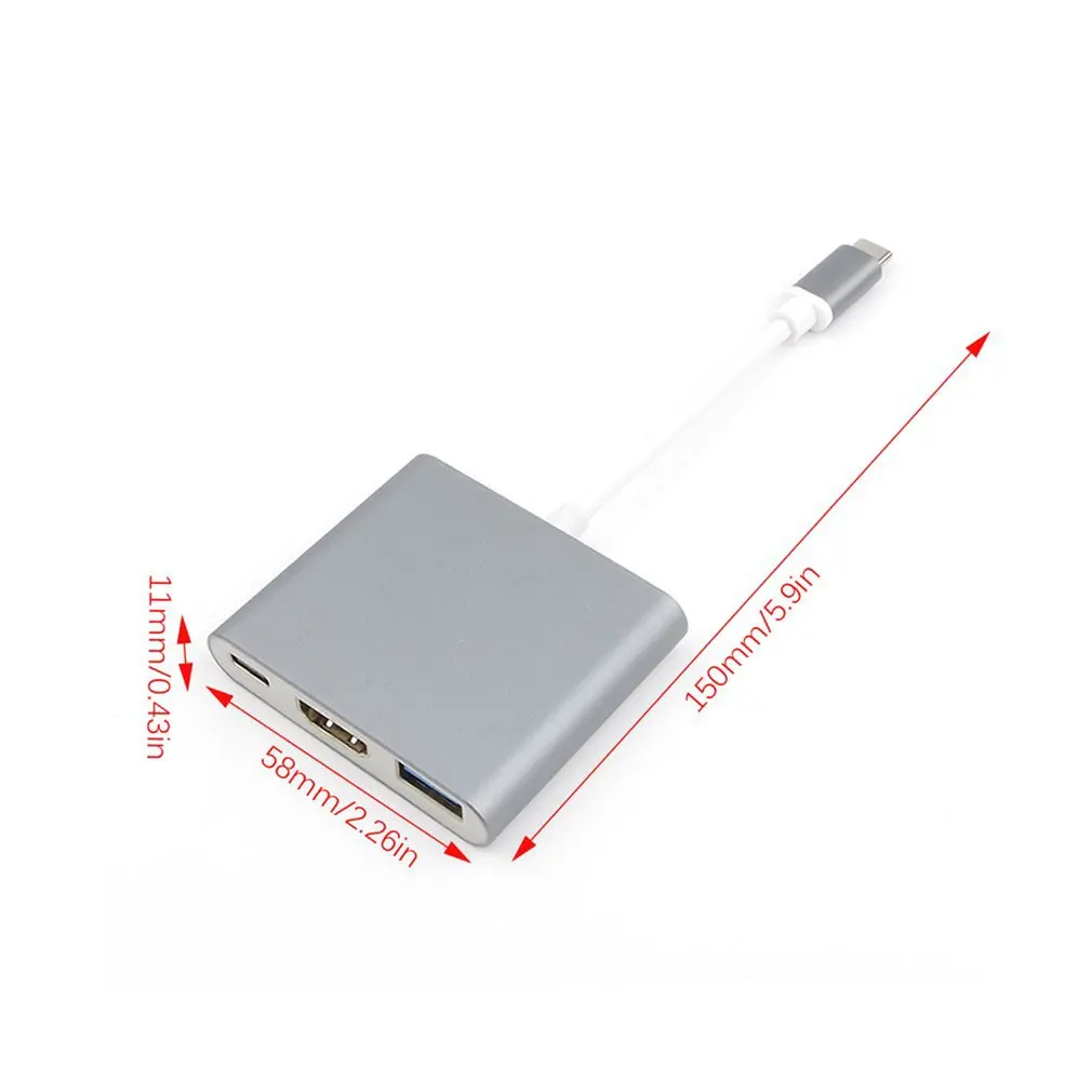 

USB-C To HDMI 3 in 1 Cable Converter For Apple Macbook USB 3.1 Thunderbolt 3 Type C Switch To HDMI 4K Hub Adapter Cable 2020 New