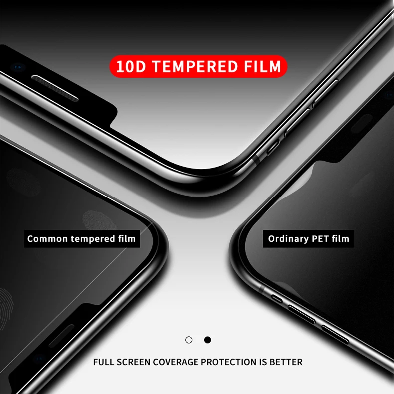 200 шт. 10D полное клеевое защитное закаленное стекло для iPhone 11 Pro Max 8 7 6 6s Plus X XS XR
