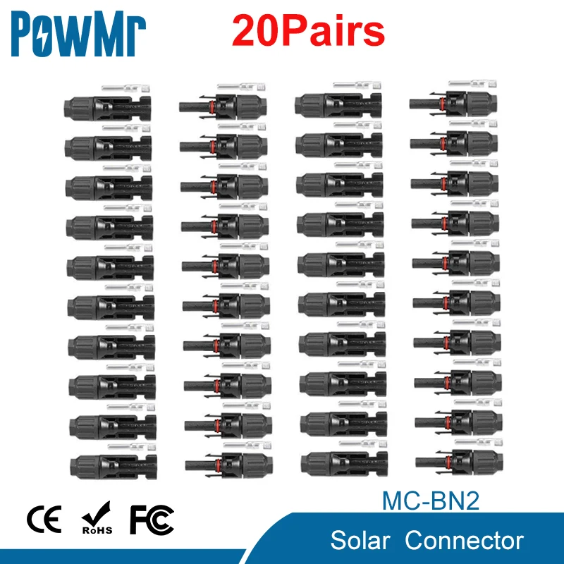 

20 Pairs Solar Connector Male and Female Solar Panel Connector for Solar Cable Suitable Cable Cross Sections 2.5mm2~6.0mm2 IP67