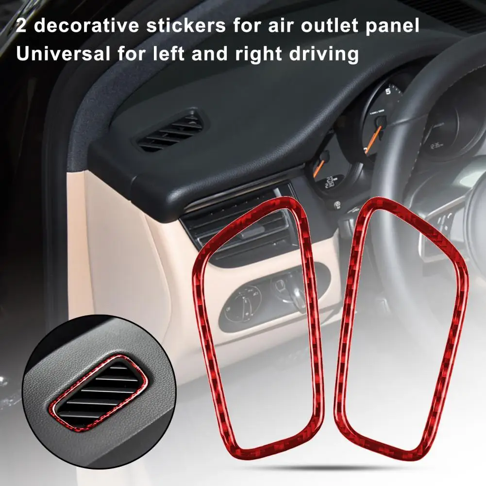 

UV-proof 2Pcs Practical Red Car Dashborad Air Vent Panel Cover Carbon Fiber Air Vent Panel Sticker Anti-corrosive