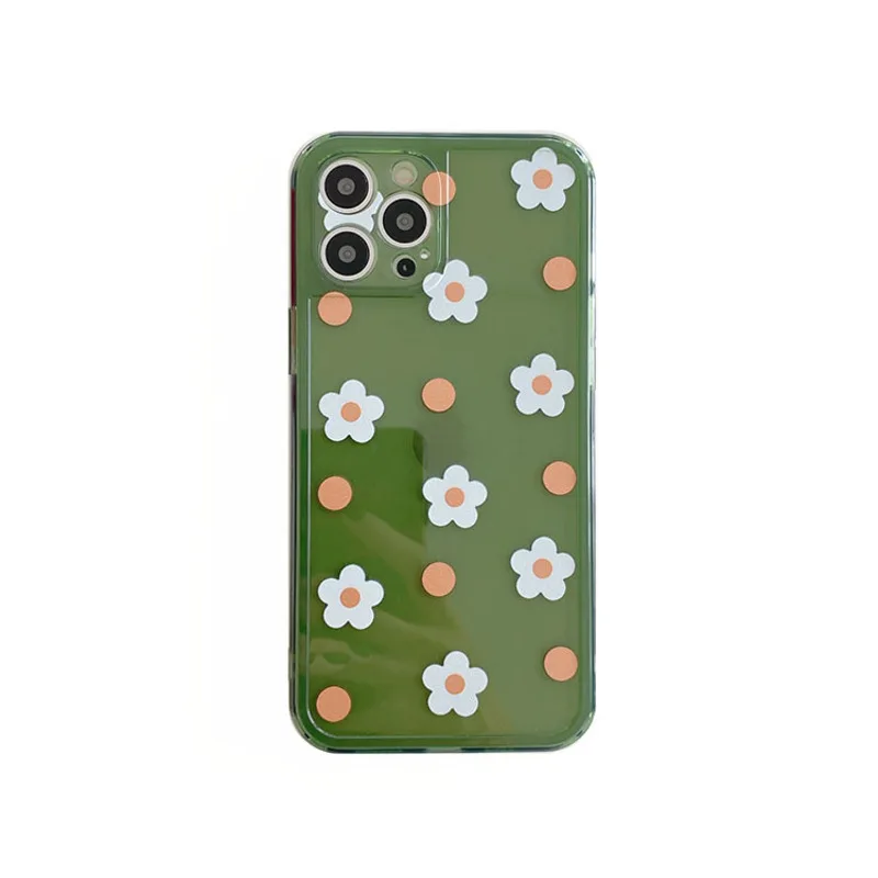 

Cute Daisy Flowers Phone case For iPhone 12 11 Pro Max Capa For iphone 7 8 plus X XR XS Max Covers Love Heart Side Soft Coque