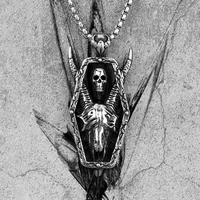 long horned demon skull stainless steel men necklaces pendants chain punk for boyfriend male jewelry creativity gift wholesale