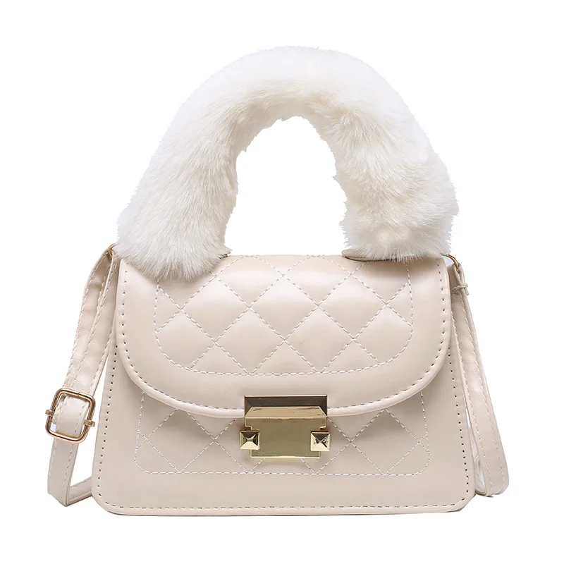 

Hairy bag female bag 2021 new net celebrity wild one-shoulder messenger handbag pu small square bag classic solid color bag