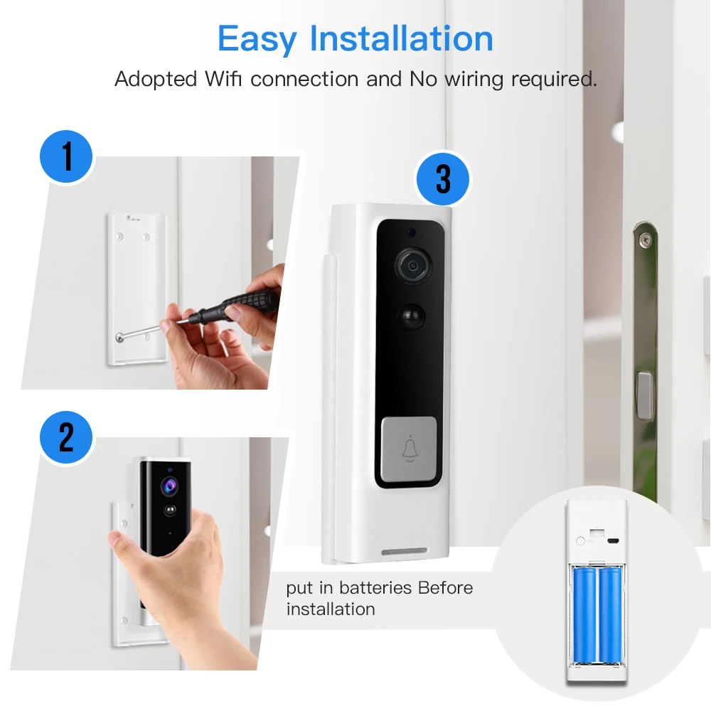 1080P Tuya видео дверной звонок умный WiFi видеодомофон SmartLife приложение дистанционное
