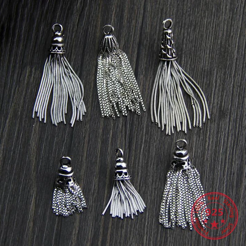 925 Стерлинговое винтажное Серебро Цвет кисточки Форма Подвески DIY браслет