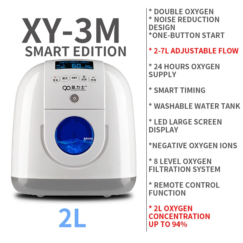 

in Stock 2L-7L Large Flow Oxygen Generator Oxygen Machine XY-3M Small Pregnant Women Portable Oxygen Machine 110V/ 220V