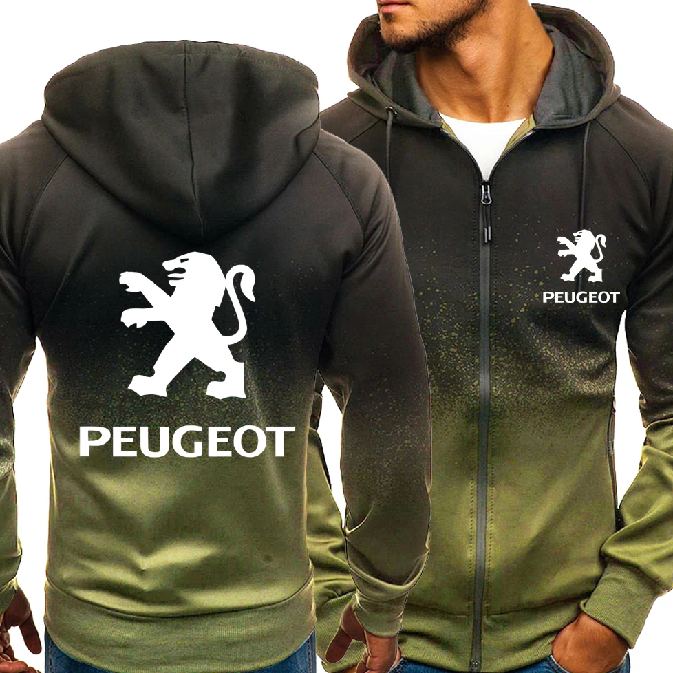 

Spring Autumn New Hoodies Men Peugeot Leisur Fashion HipHop Harajuku Gradient color Long sleeve zipper Jacket Clothing