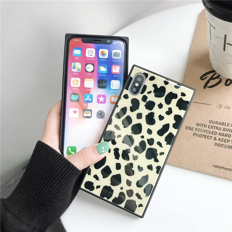 Glass Leopard Print phone funda cover for iPhone XR cases For Apple X XS MAX 8 plus 7 6s case |