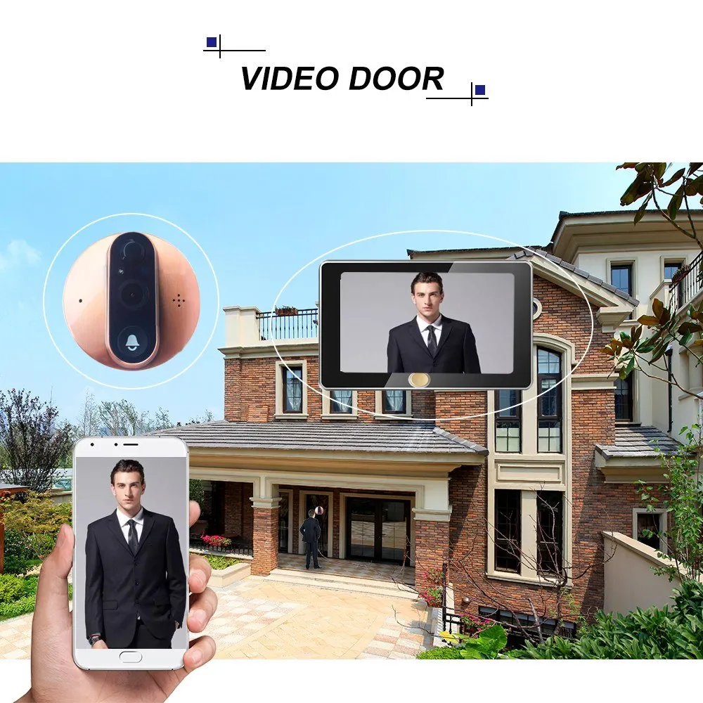 

4.3'' WIFI Smart LCD Digital Peephole Door Camera Viewer HD Monitor with Night Vision PIR Motion Detection APP Remote Control