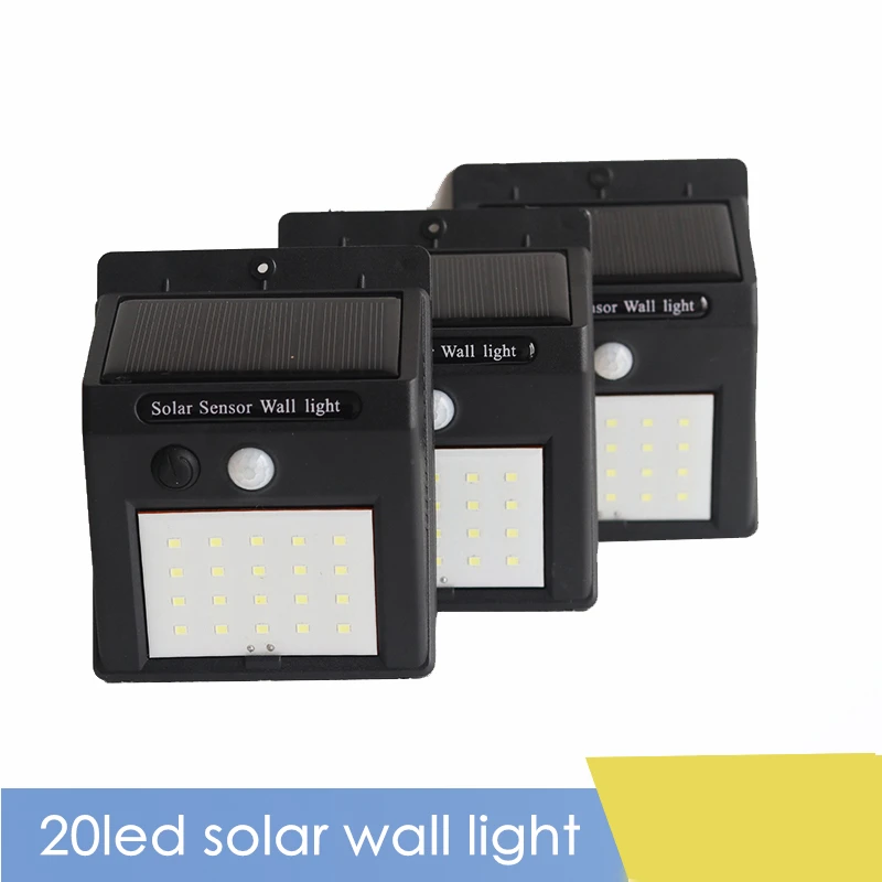 20 светодиодный настенный светильник с ИК датчиком движения на солнечной энергии