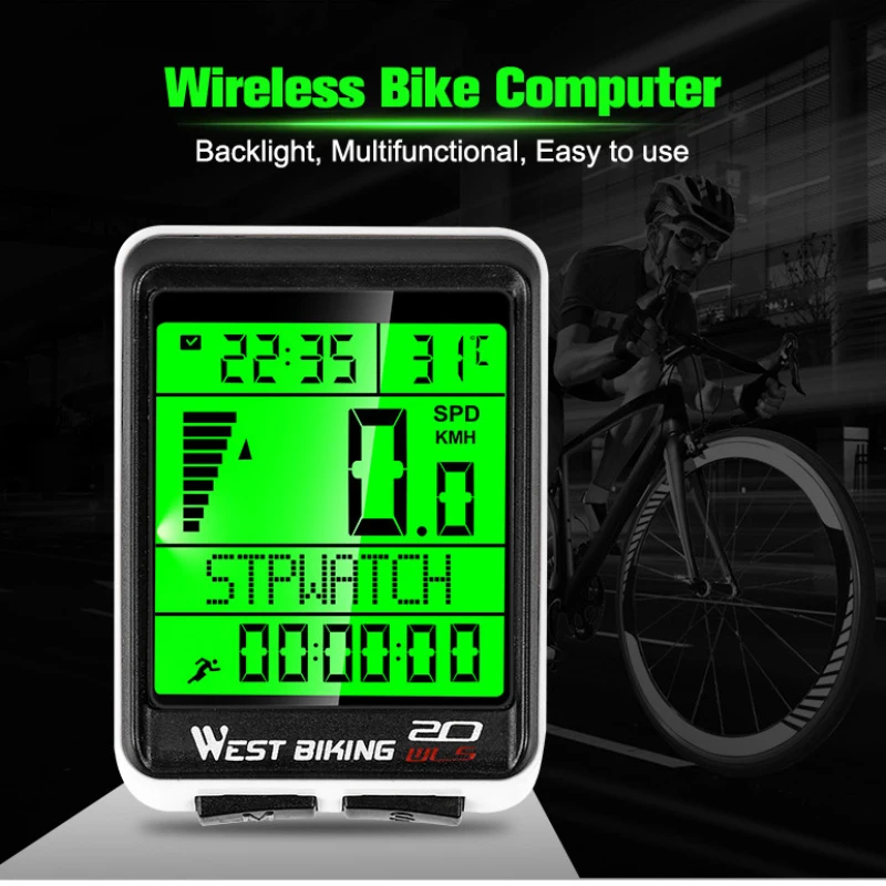 

WEST BIKING Waterproof Bicycle Computer LCD Digital Display Bicycle Wireless Speedometer Odometer Stopwatch Riding Accessories