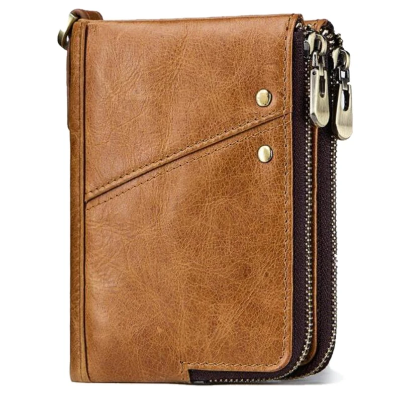 

Fashion Women Wallet Genuine Leather Zipper Design Female Short Rfid Purse With ID Card Holder Coin Pockets