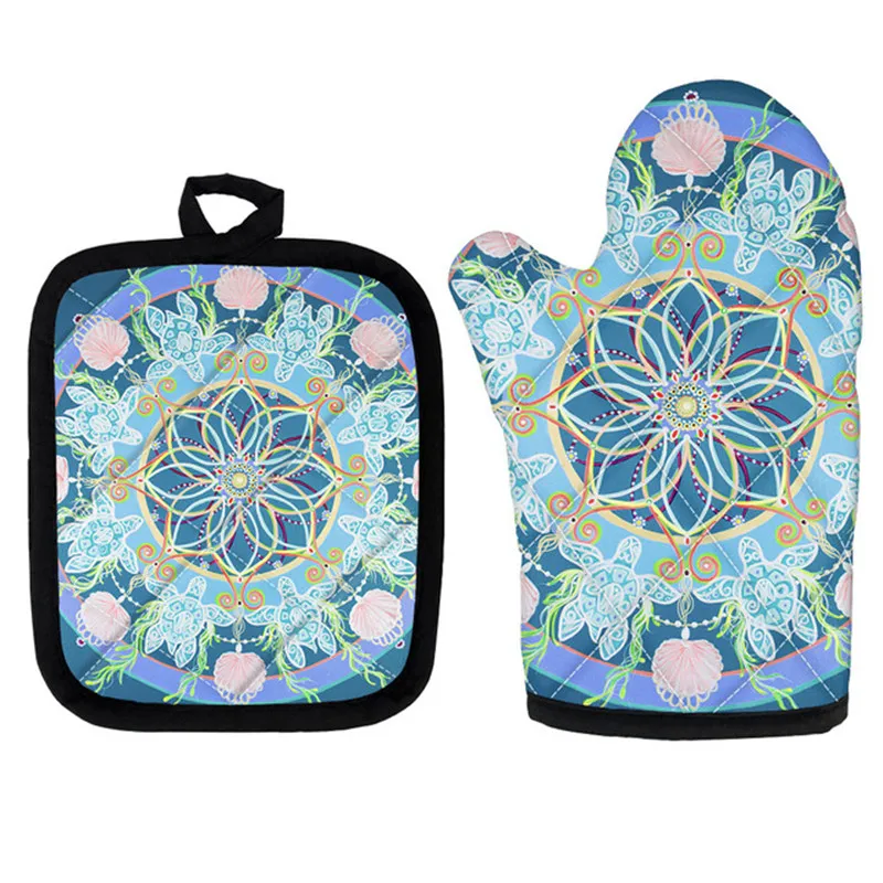 Перчатка для микроволновки с цветочным рисунком из полиэстера варежка духовки