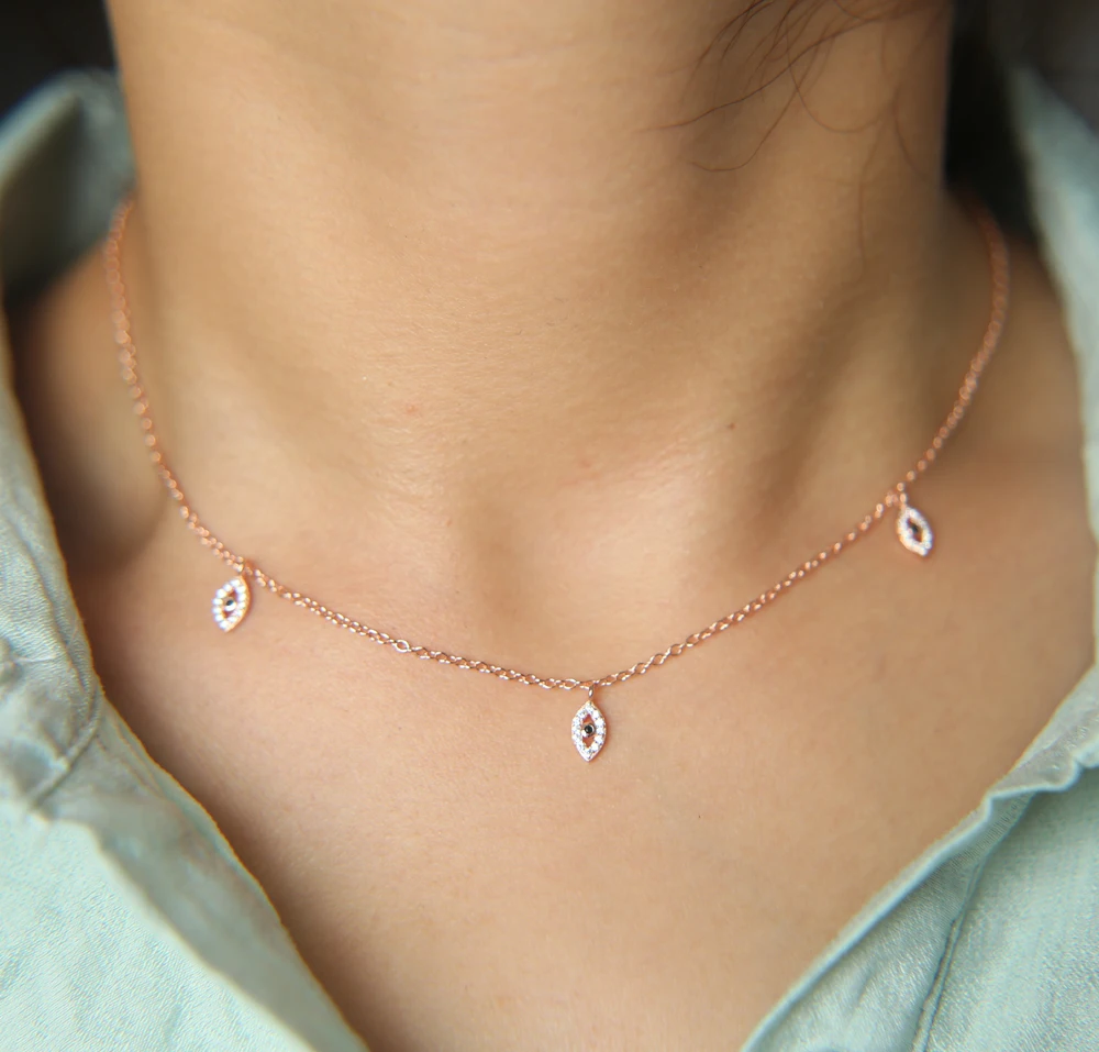 Изящное очаровательное ювелирное изделие чокер со сглаза 100% Стерлинговое