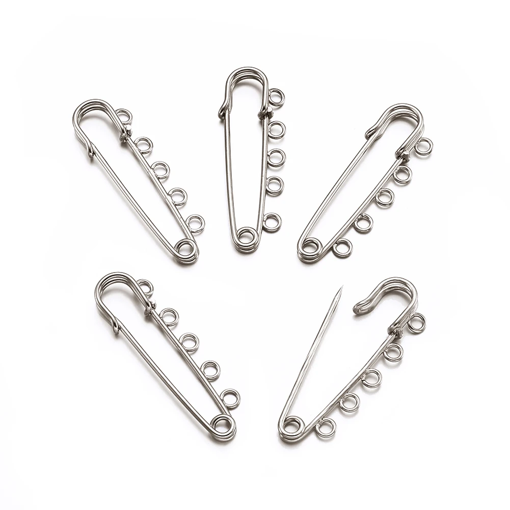 

200pcs Iron Kilt Pins Safety Brooch Pins 16x50mm For DIY Garment Decor Jewelry Making Accessories Platinum Color, hole: 3mm