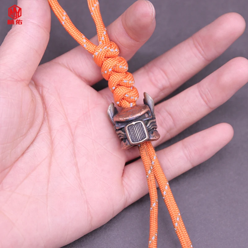 

1PCS Retro Vintage Locomotive Brass Knife Beads EDC Tool Accessories Outdoor DIY Survival Bracelet Braided Paracord Pendant