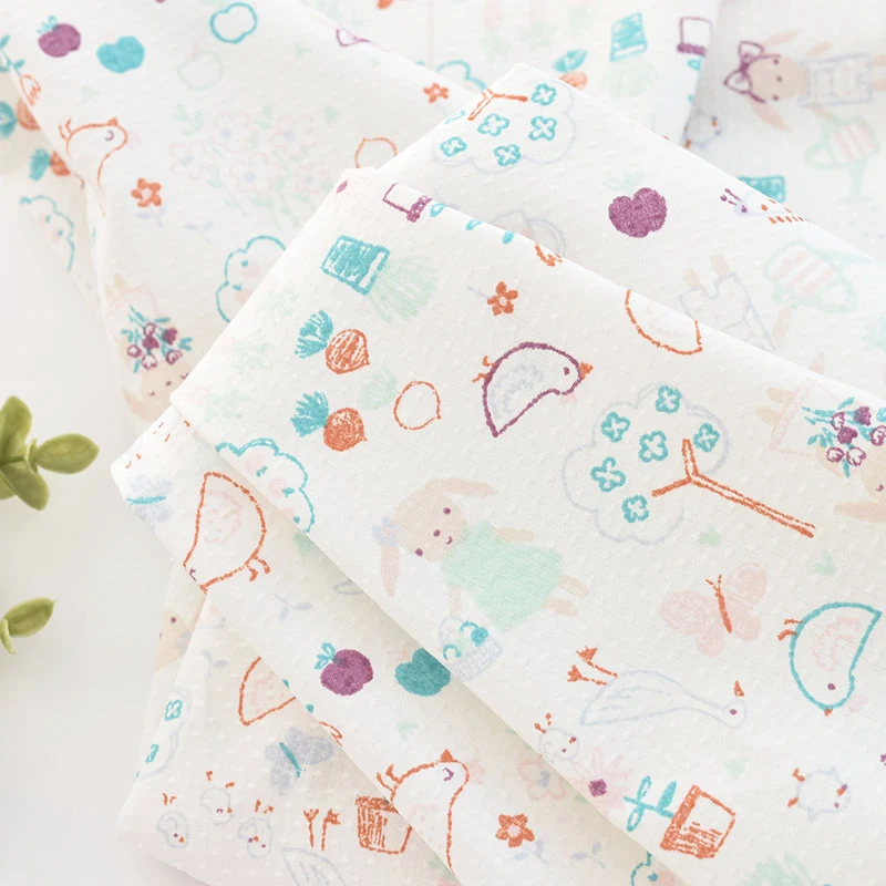 

Pure Cotton Jacquard Cartoon Small Animal Garden Fabric Clothes Skirt Children's Wear Pajamas Shirt Sewing Fabric Handmade DIY
