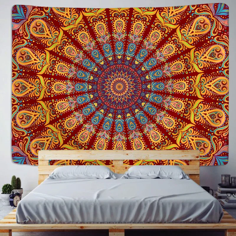 

India Mandala Tapestry Wall Hanging Boho Decor Wall Cloth Tapestries Psychedelic Hippie Night Moon Tapestry Mandala Wall Carpet