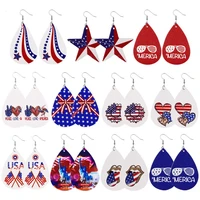statue of liberty print pu leather teardrop earrings for women fashion usa independence day statement earrings jewelry wholesale