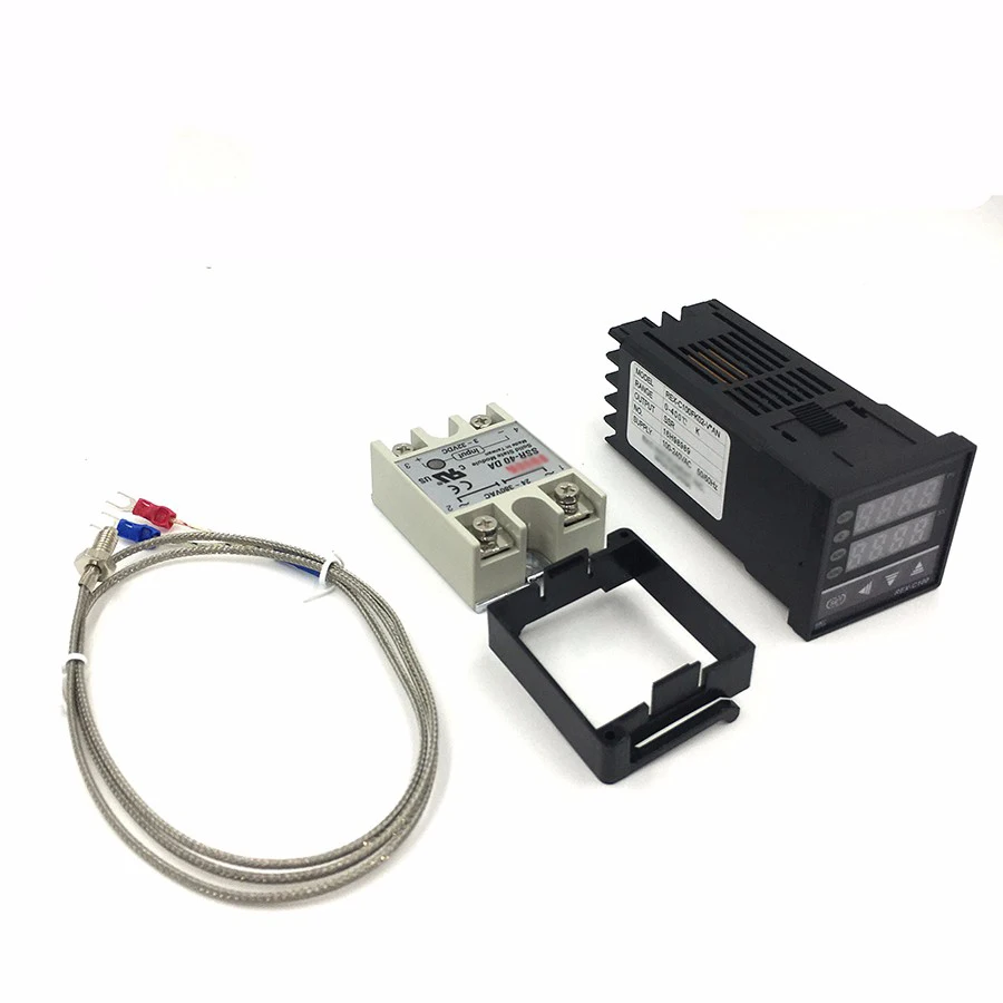 Цифровой RKC PID термостат контроллер температуры цифровой REX-C100+ 40A SSR реле+ K термопары зонд
