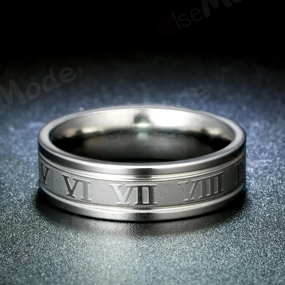 ELSEMODE 6 мм римские кольца с цифрами мужские золотые стальные черные панковские из