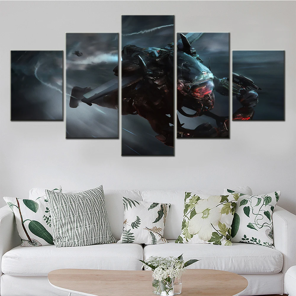 

Canvas Painting 5 Piece Anime Jetpack Pilot Flying Posters Modern Art Decorative Pictures Canvas For Living Room Wall Framework