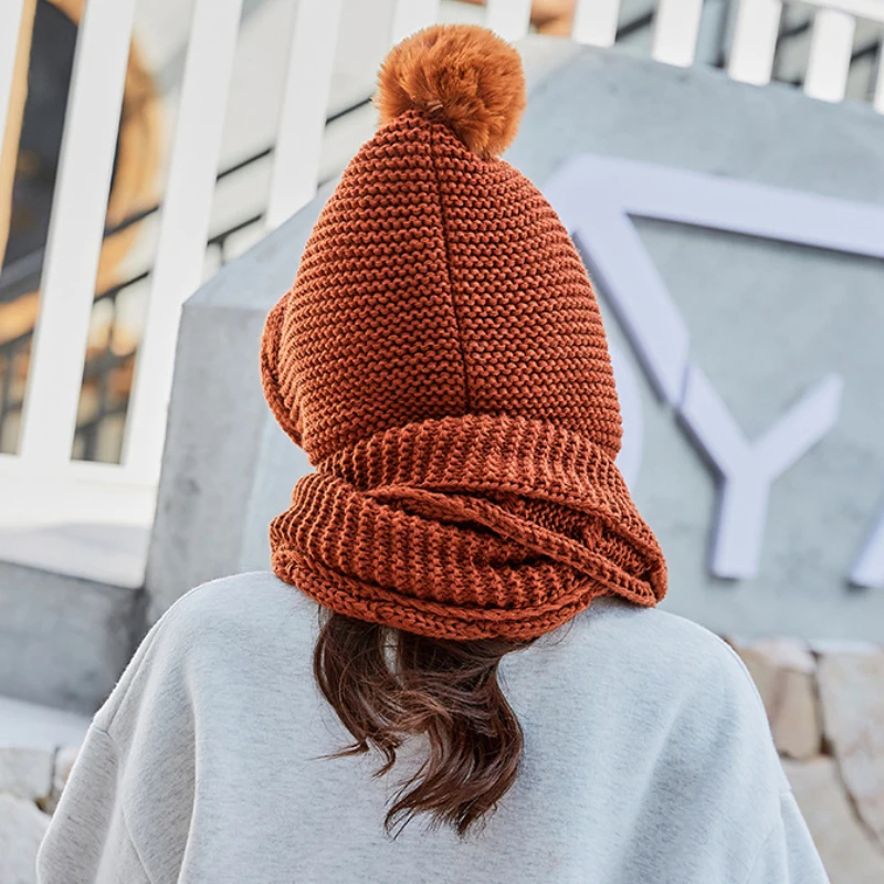 Плотная теплая зимняя шапка и шарф HT2798 комплект из женской вязаной шапки шарфа