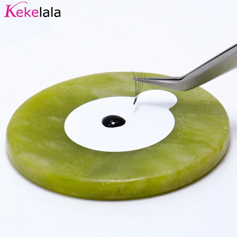 Kekelala 100pcs Eyelash Extension Glue Sticker Shim Paper Pads And Round Jade Stone Holder Set | False Eyelashes Accessories