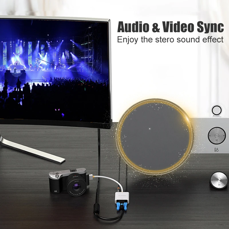 SAMZHE HDMI VGA Ада P тер конвертер 1080 Аудио and видео кабель с Питание аудио ou UT для