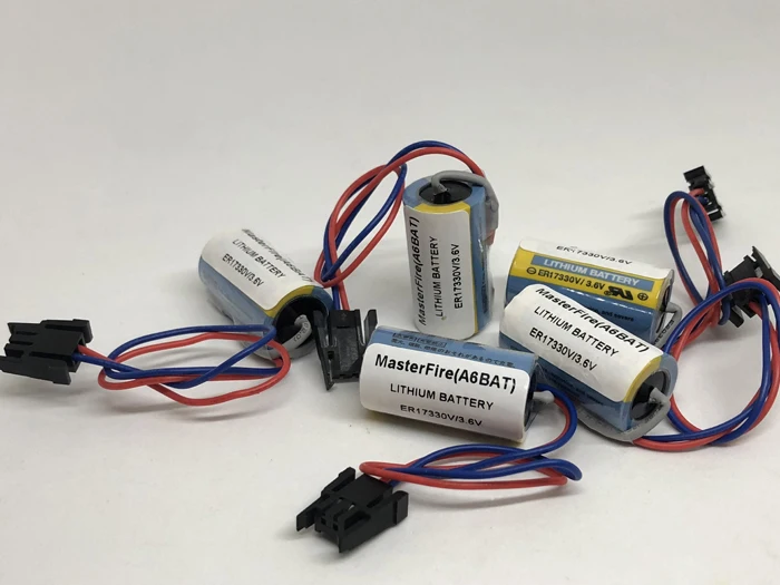 

MasterFire 4pcs/lot Original A6BAT ER17330V 3.6V 2000mah Lithium Industrial Battery with Plug For Mitsubishi Servo PLC Batteries