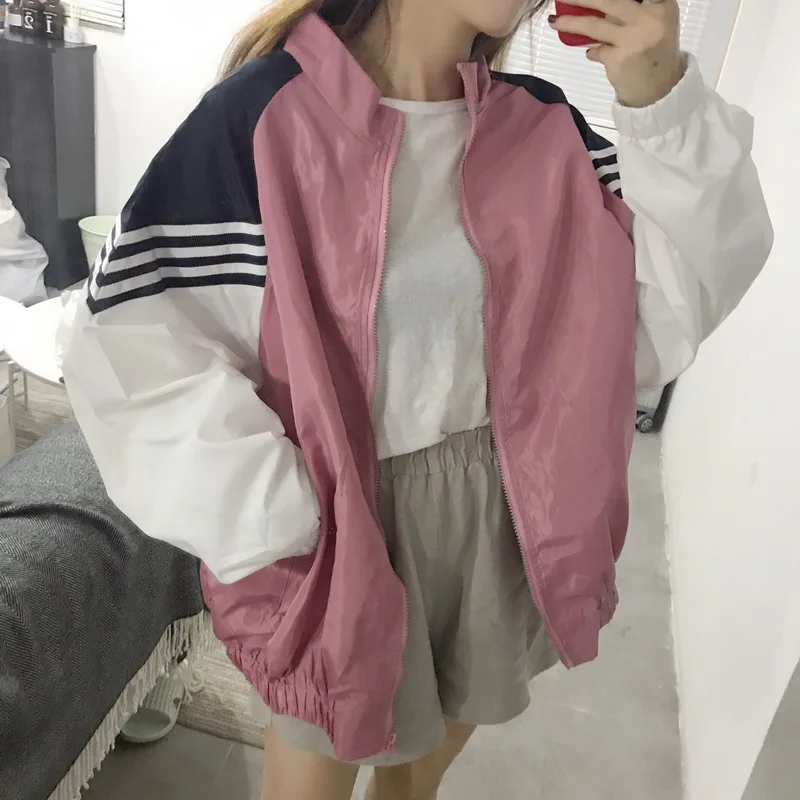 

Jacket Women's Autumn New Casual Spring Fashion Jacket Punk College Harajuku Zipper Loose Large Size Thin Baseball Jacket