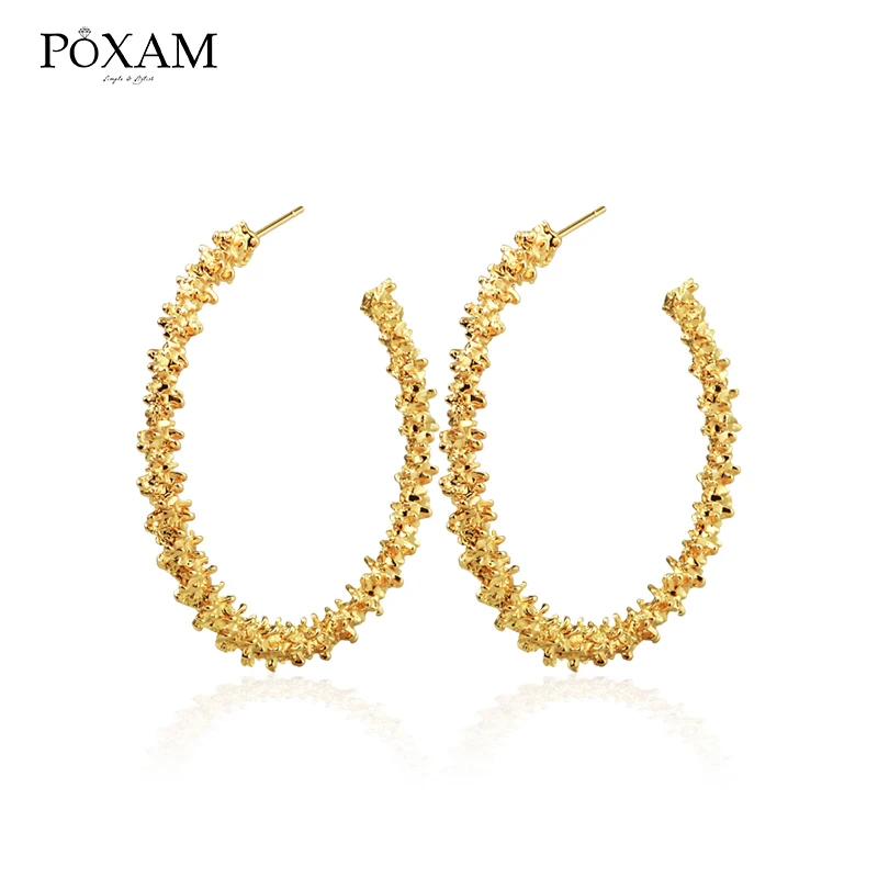 

POXAM 2019 New Big Circle Round Hoop Earrings for Women's Fashion Statement Golden Punk Charm Earrings Party Jewelry Brincos