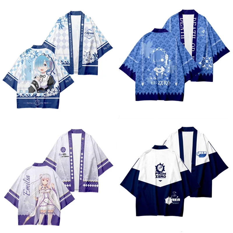 Кимоно из аниме Re Zero Start Life in other World летняя рубашка REM кимоно ОЗУ Свободный