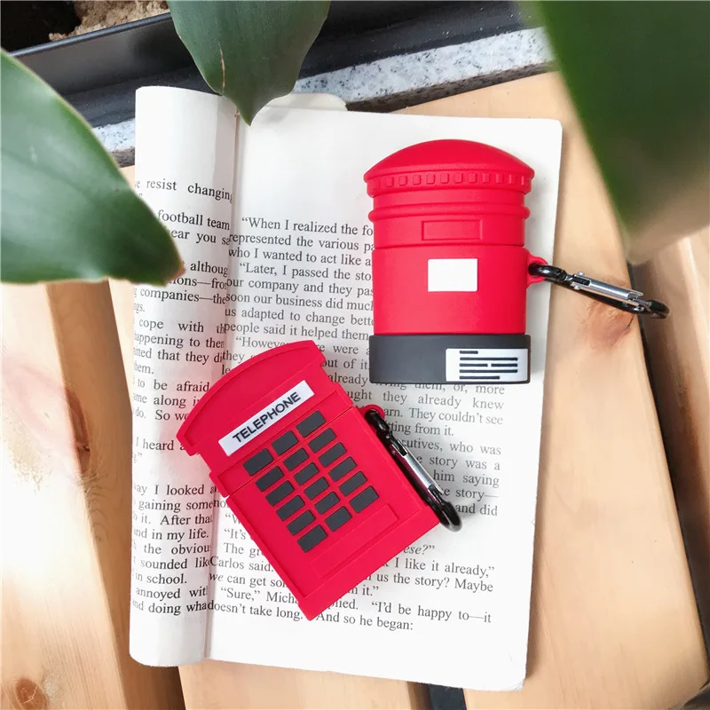 Feiseli милый красный телефонный стенд Postbox силиконовые Airpods 1 2 Наушники защитный