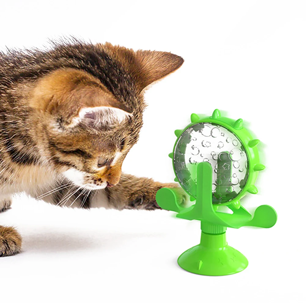 

Funny Pet Cat Turntable Toy 360 Rotating Windmill Interactive Training Teasing Puzzle Exercise Play Game Feeding Leakage Device