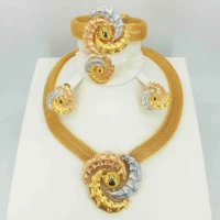 fashion wedding bridal crystal rhinestone jewelry sets african beads dubai gold color statement jewellery costume