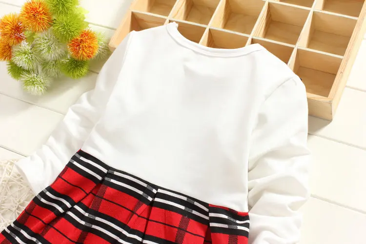 Осенние платья в полоску с оборками для девочек от 0 до 4 лет Детские клетку