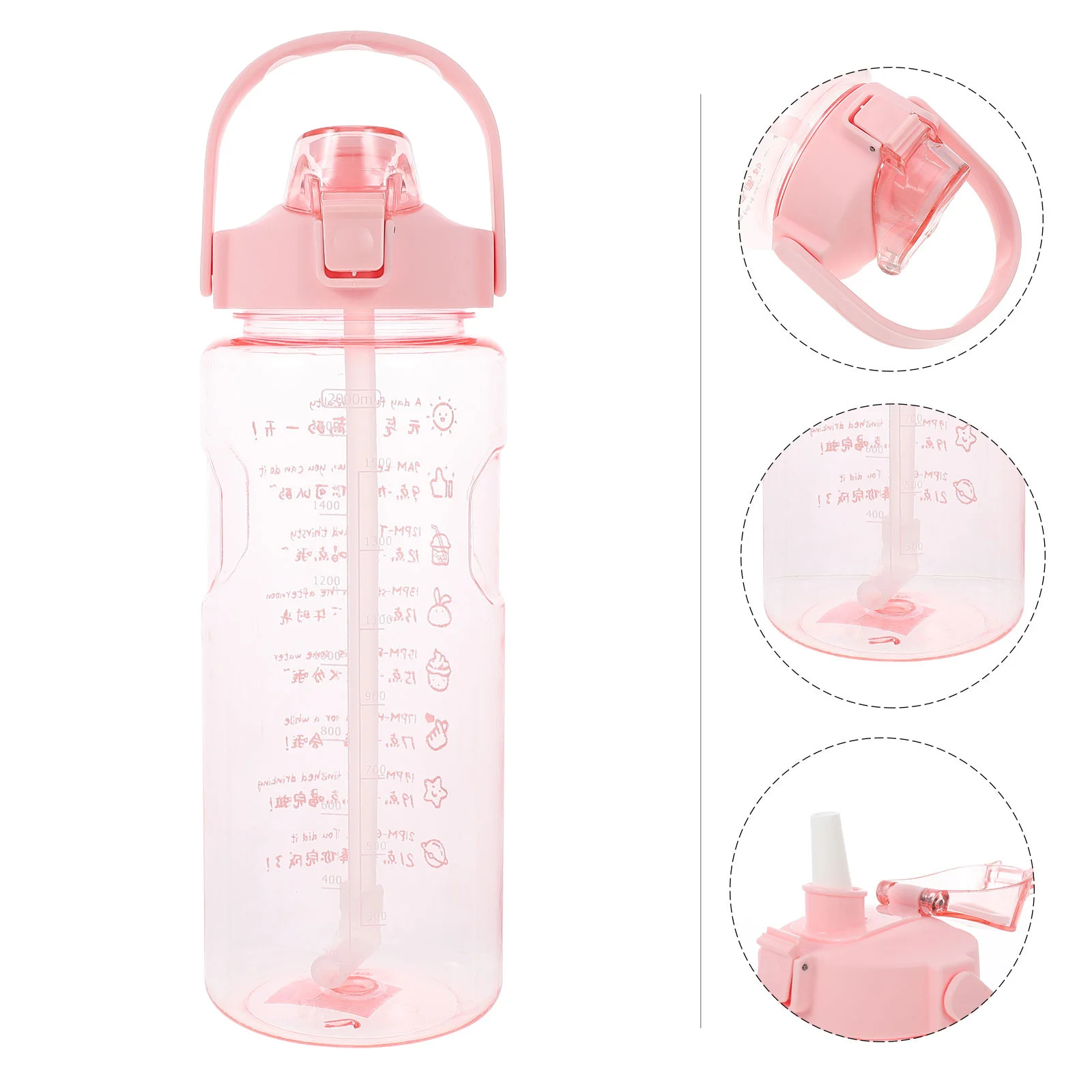 

1Pc Large Capacity Outdoor Travel Water Bottle with Straw 2000ml Water Bottle