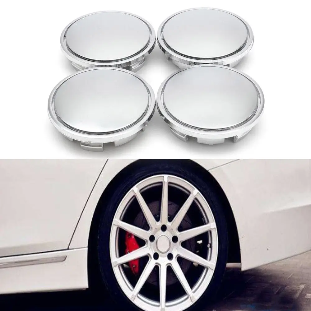 

4pcs 65mm Universal ABS Chrome Car Wheel Center Tyre Rim Hub Cap Cover Decorative Tires Cap Modification Accessories